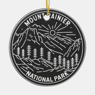 Mount Rainier National Park Washington Monoline Ceramic Ornament