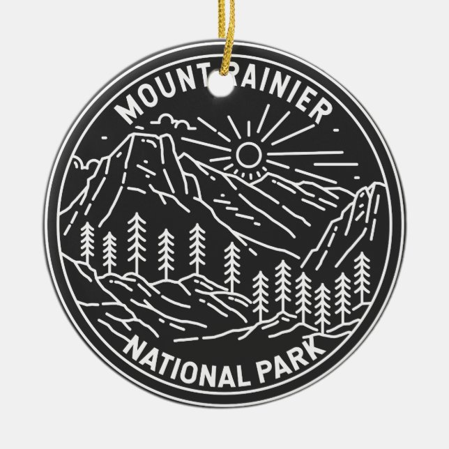 Mount Rainier National Park Washington Monoline Ceramic Ornament (Front)