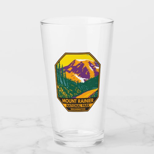 Mount Rainier National Park Washington Retro  Glass
