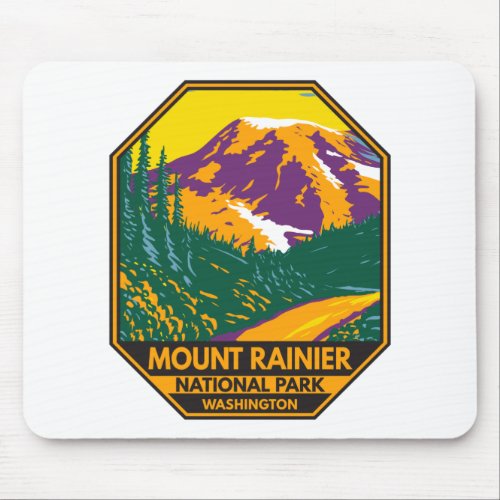 Mount Rainier National Park Washington Retro  Mouse Pad
