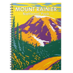 Mount Rainier National Park Washington Retro  Notebook