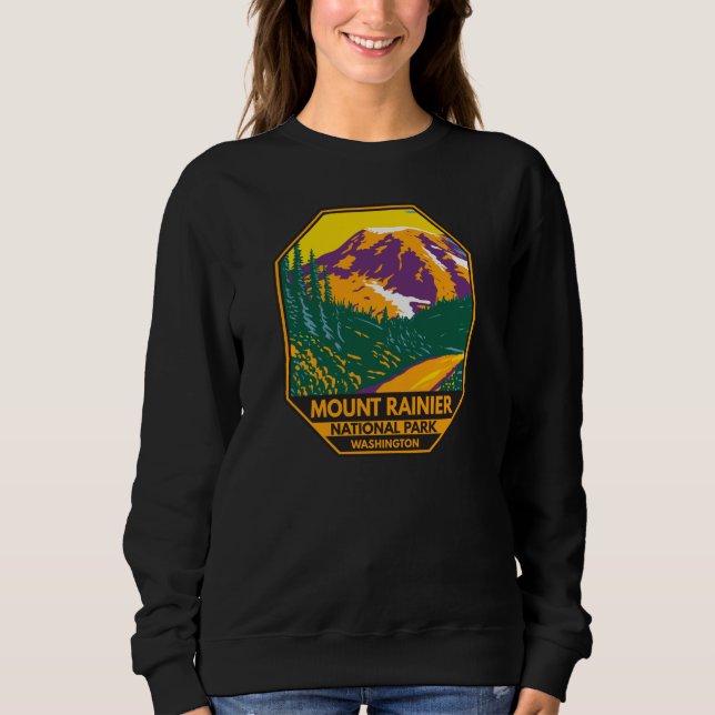 Mount Rainier National Park Washington Retro  Sweatshirt (Front)