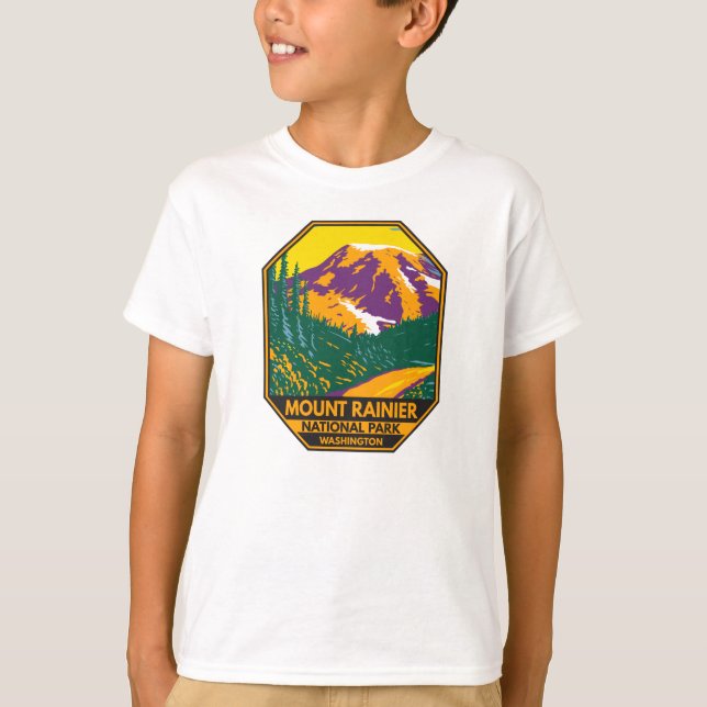 Mount Rainier National Park Washington Retro  T-Shirt (Front)