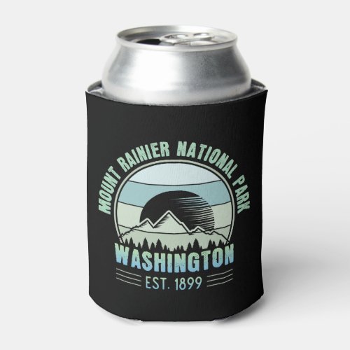 Mount Rainier National Park Washington USA Retro Can Cooler