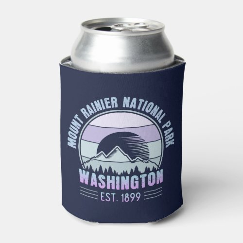 Mount Rainier National Park Washington USA Retro Can Cooler