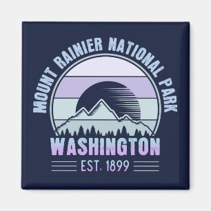 Mount Rainier National Park Washington USA Retro Magnet