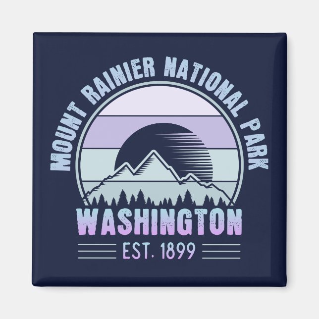 Mount Rainier National Park Washington USA Retro Magnet (Front)