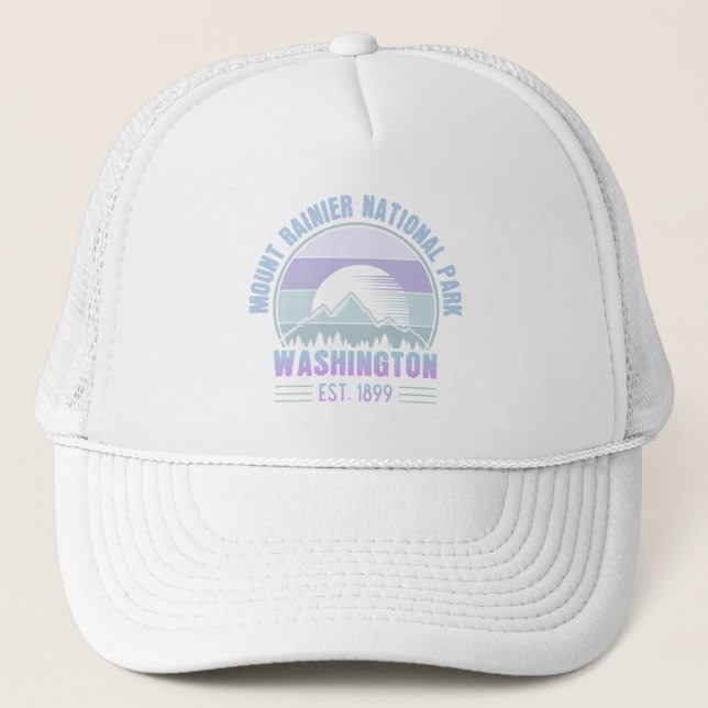 Mount Rainier National Park Washington USA Retro Trucker Hat (Front)