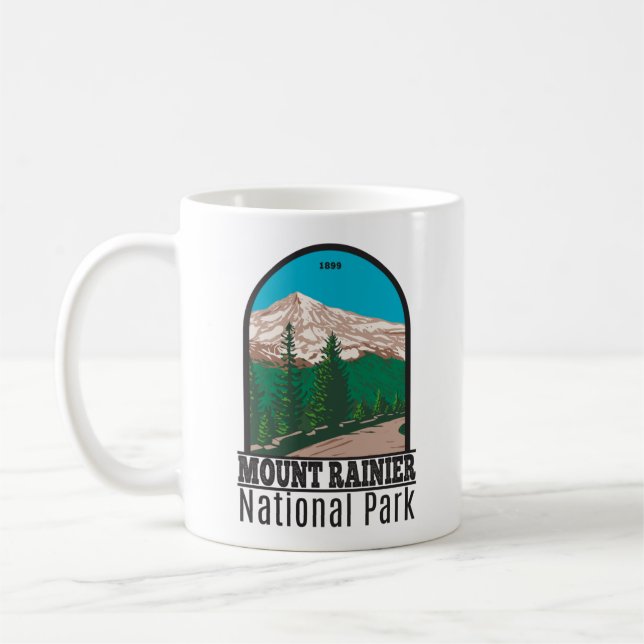 Mount Rainier National Park Washington Vintage Coffee Mug (Left)