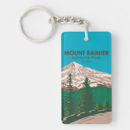 Mount Rainier National Park Washington Vintage Keychain