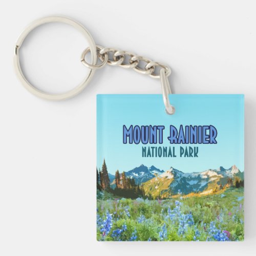 Mount Rainier National Park Washington Vintage Keychain