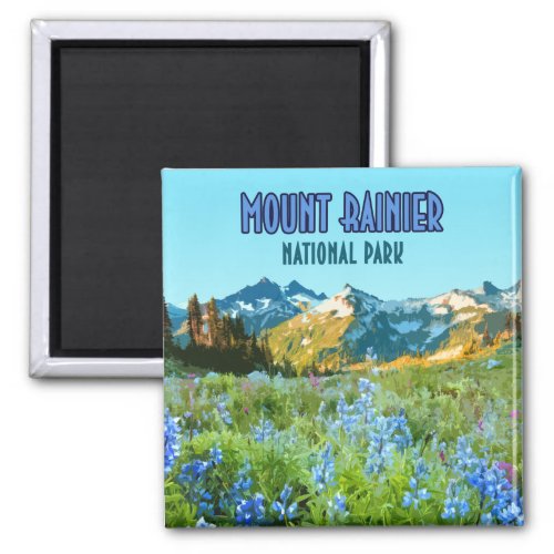 Mount Rainier National Park Washington Vintage Magnet