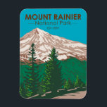Mount Rainier National Park Washington Vintage Magnet<br><div class="desc">Mount Rainier vector artwork design. The park is surrounded by valleys,  waterfalls,  and subalpine meadows.</div>