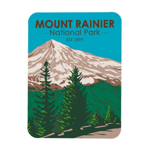 Mount Rainier National Park Washington Vintage Magnet
