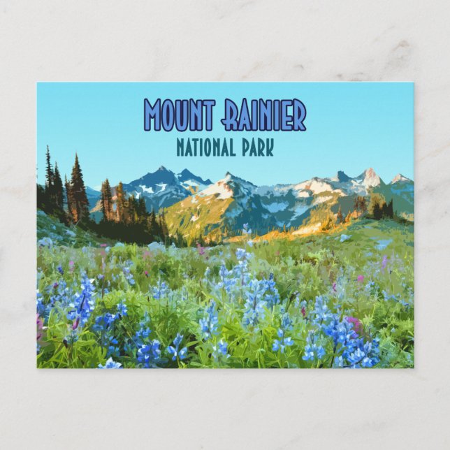 Mount Rainier National Park Washington Vintage Postcard (Front)