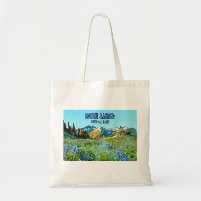 Mount Rainier National Park Washington Vintage Tote Bag (Front)
