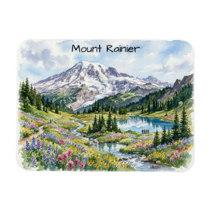 Mount Rainier National Park Watercolor Art Magnet