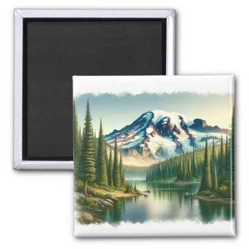 Mount Rainier National Park watercolor Magnet