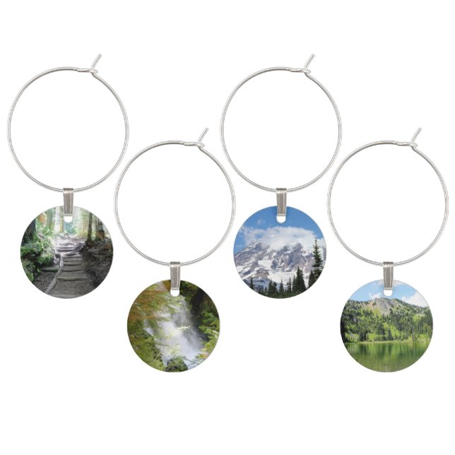 Mount Rainier National Park Wine Charms (Staggered)