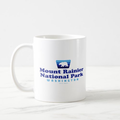Mount Rainier National Retro Badge Bear Blue  Coffee Mug