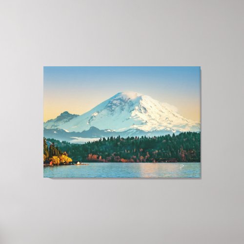 Mount Rainier Over Lake Washington Fine Art Large Canvas Print