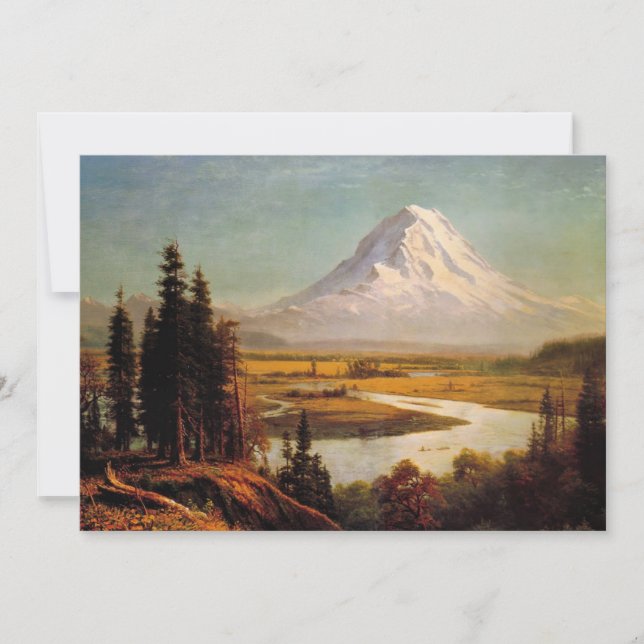 Mount Rainier painting by Albert Bierstadt Note Card (Front)
