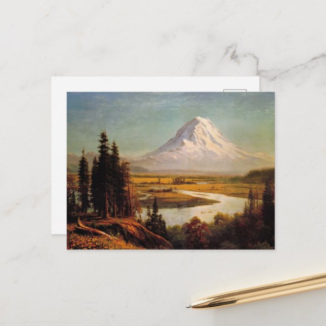 Mount Rainier painting by Albert Bierstadt Postcard (Front/Back In Situ)