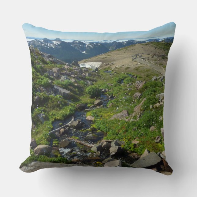 Mount Rainier Panorama Point Throw Pillow (Front)