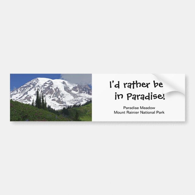 Mount Rainier Paradise Meadow Bumper Sticker (Front)