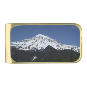 Mount Rainier Phototograph  Gold Finish Money Clip