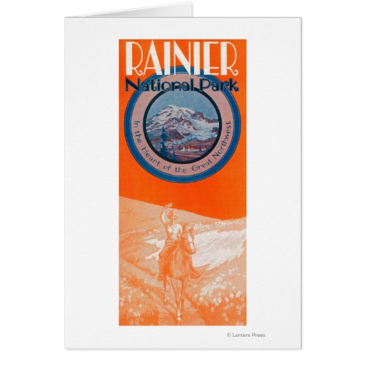 Mount Rainier Poster - Horseback Riding Cards (Front)