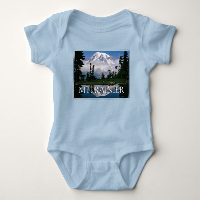 Mount Rainier | Reflection in a Mountain Pond Baby Bodysuit (Front)