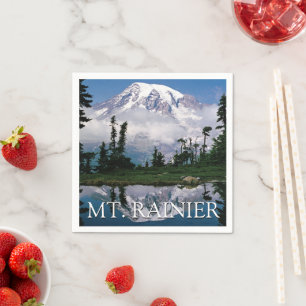 Mount Rainier Reflection in a Mountain Pond Napkins