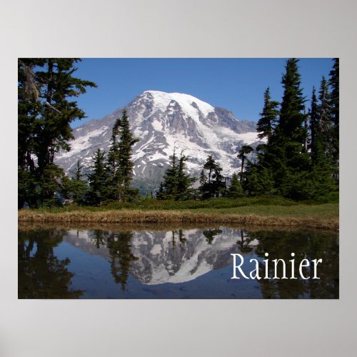 Mount Rainier Reflection in Lake Poster
