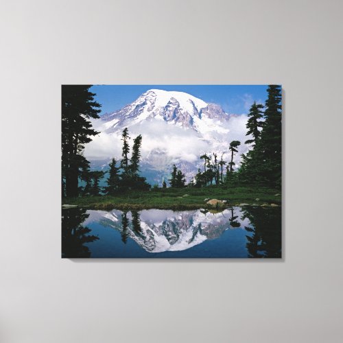 Mount Rainier relected in a mountain tarn Canvas Print