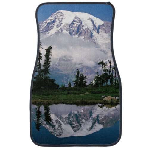 Mount Rainier relected in a mountain tarn Car Floor Mat