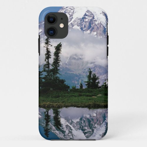 Mount Rainier relected in a mountain tarn iPhone 11 Case