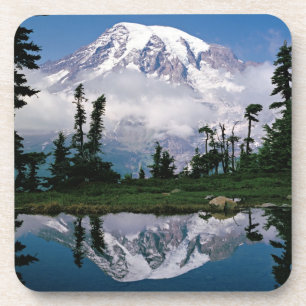 Mount Rainier relected in a mountain tarn Drink Coaster