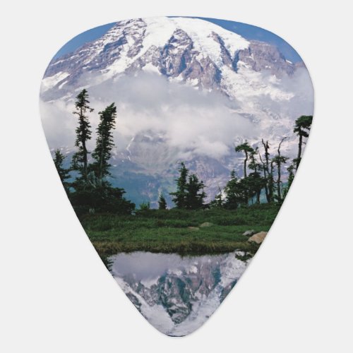 Mount Rainier relected in a mountain tarn Guitar Pick
