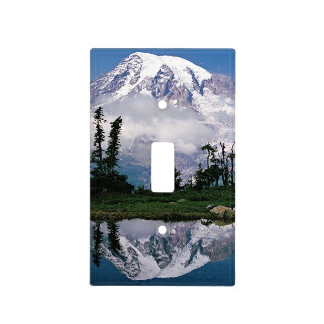 Mount Rainier relected in a mountain tarn Light Switch Cover (Front)