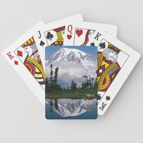 Mount Rainier relected in a mountain tarn Poker Cards