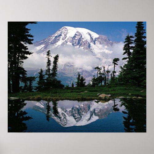 Mount Rainier relected in a mountain tarn Poster