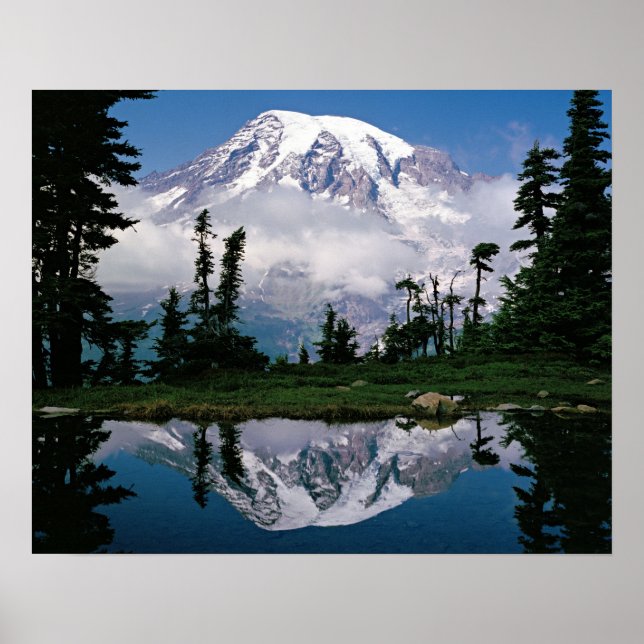 Mount Rainier relected in a mountain tarn Poster (Front)