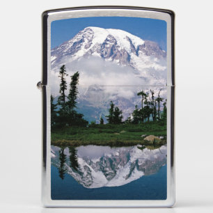 Mount Rainier relected in a mountain tarn Zippo Lighter