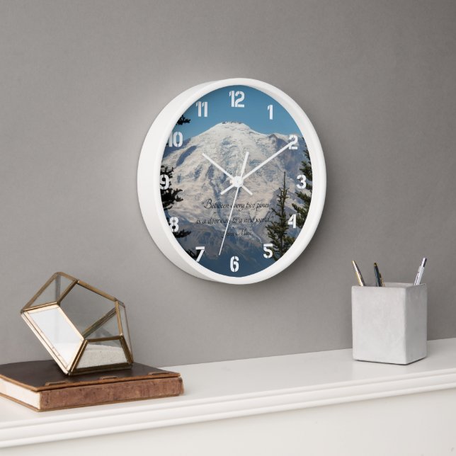 Mount Rainier Scenery and John Muir Quote Clock (Office)