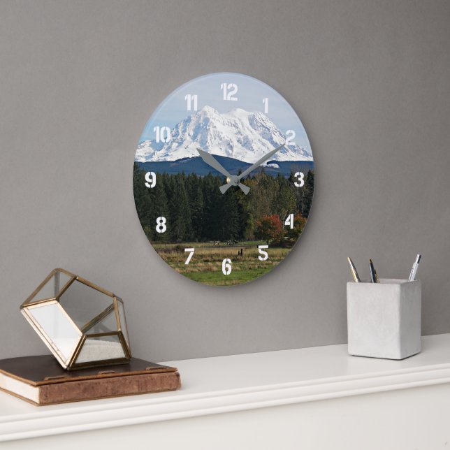 Mount Rainier Scenic Landscape Large Clock (Office)