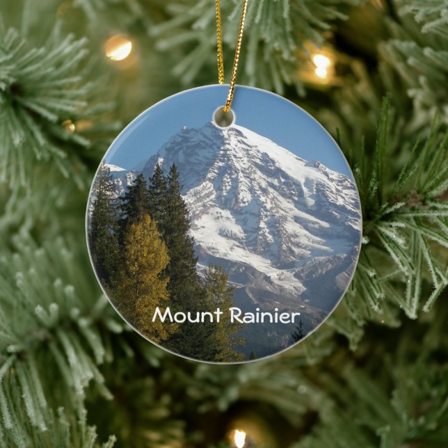 Mount Rainier Scenic View Holiday Ceramic Ornament (Tree)