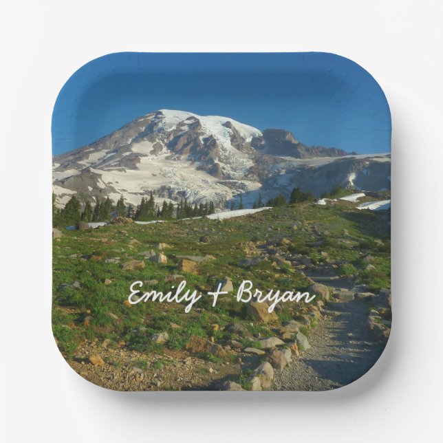 Mount Rainier Skyline Trail View Paper Plates (Front)