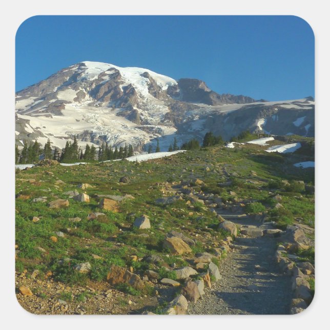 Mount Rainier Skyline Trail View Square Sticker (Front)