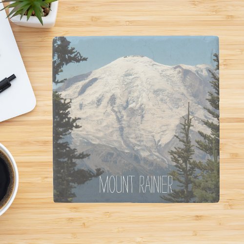Mount Rainier Snowy Peak Stone Coaster